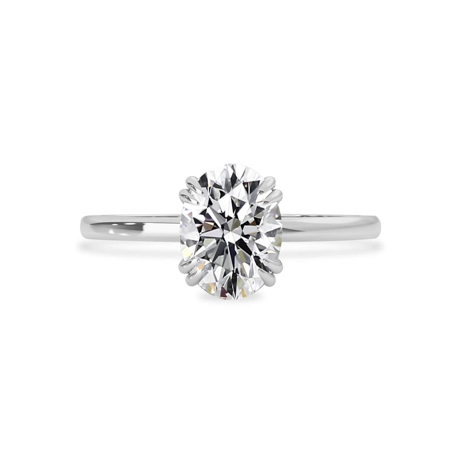 Double prong Engagement Ring, Oval Brilliant cut Moissanite Solitaire Ring MRG044