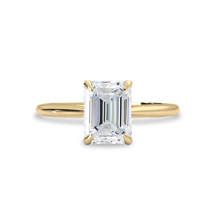 Solitaire Engagement Ring, Emerald Cut Moissanite lab diamond ring MRG045