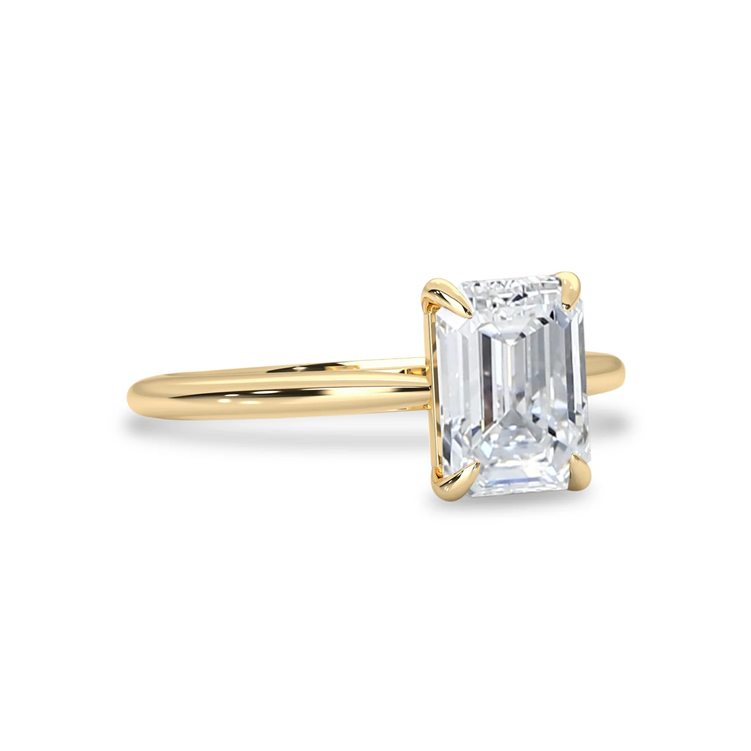 Solitaire Engagement Ring, Emerald Cut Moissanite lab diamond ring MRG045