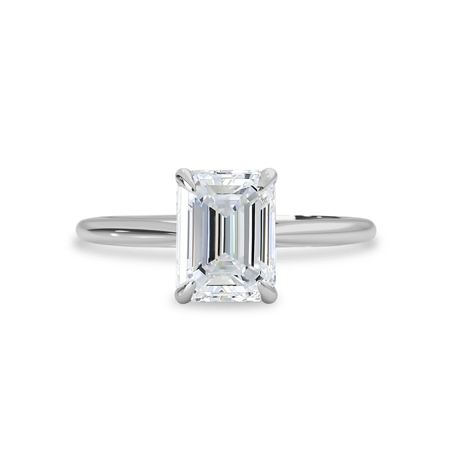 Solitaire Engagement Ring, Emerald Cut Moissanite lab diamond ring MRG045