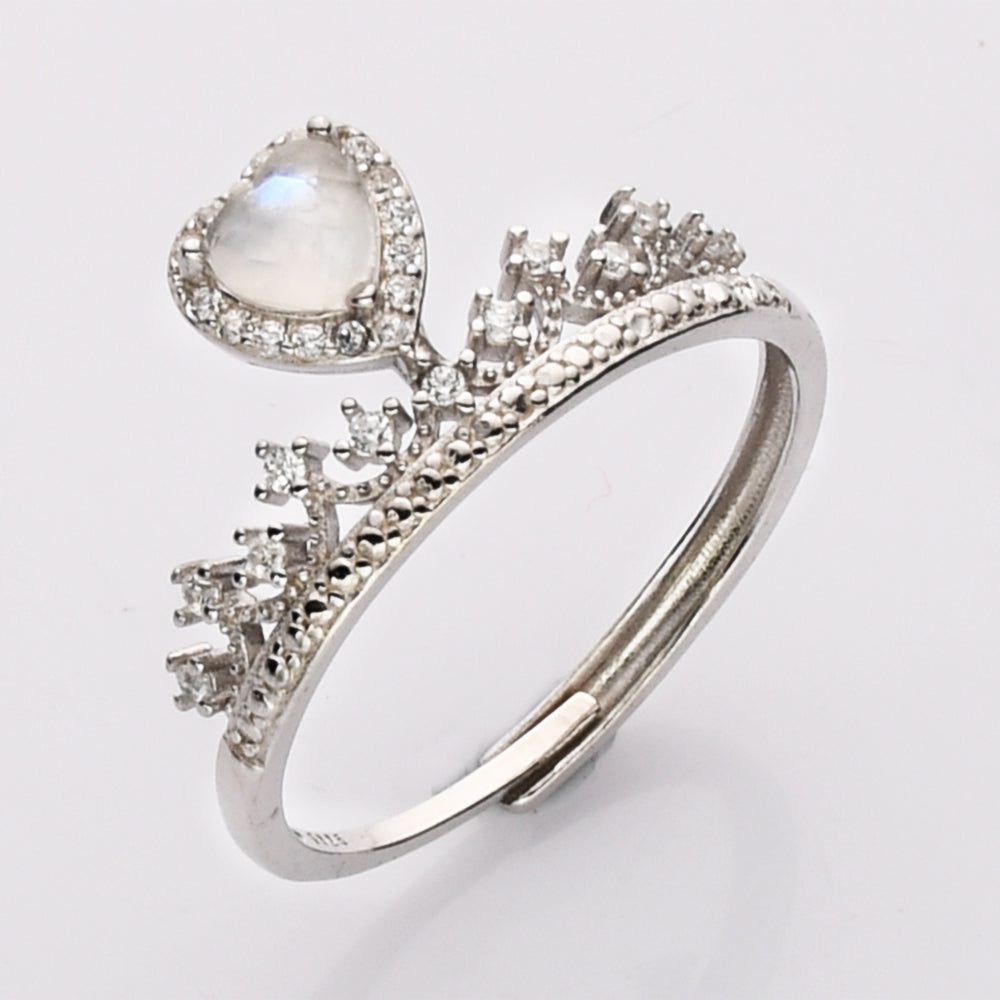 925 Sterling Silver Natural Rainbow Moonstone Rings